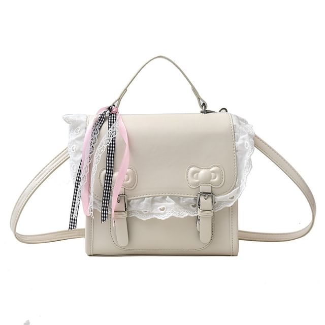 Lace Trim Bow Flap Backpack