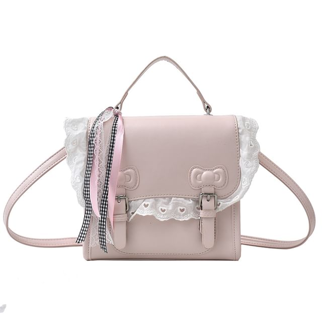 Lace Trim Bow Flap Backpack