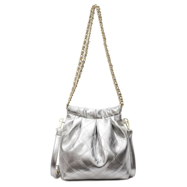 Shoulder Faux Leather Bag Quilted Multi-Way Strap Chain
