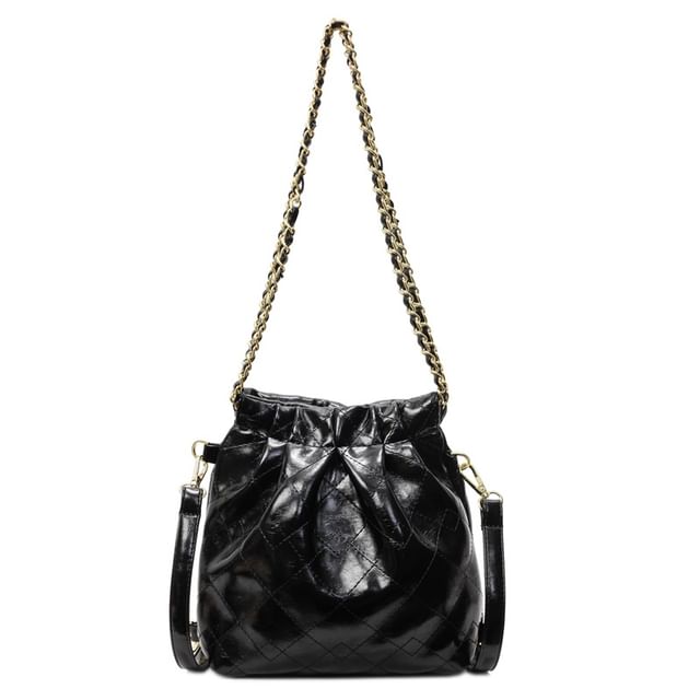 Shoulder Faux Leather Bag Quilted Multi-Way Strap Chain
