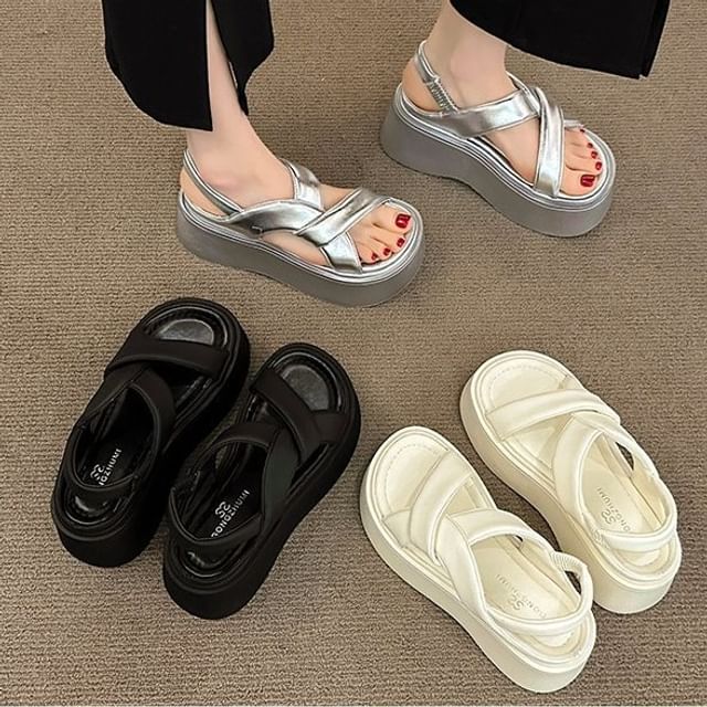Platform Plain Slingback Sandals