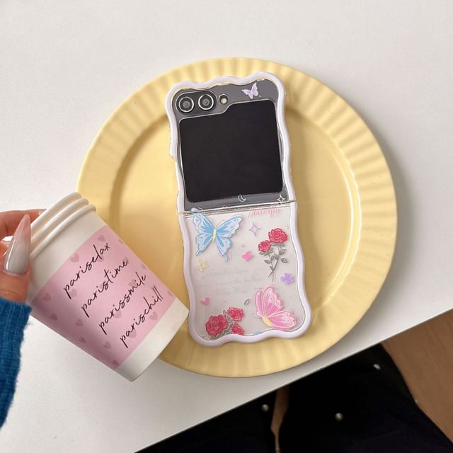 / Butterfly Case Strap Phone Set Rose