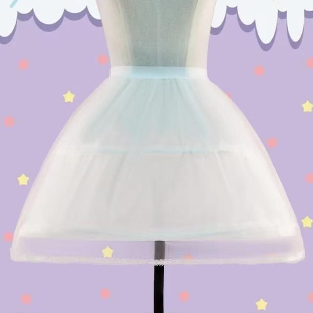 Sleeveless Rabbit Print Lace Trim A-Line Dress / Long-Sleeve V-Neck Contrast Trim Wrap Blouse / Petticoat Skirt / Set