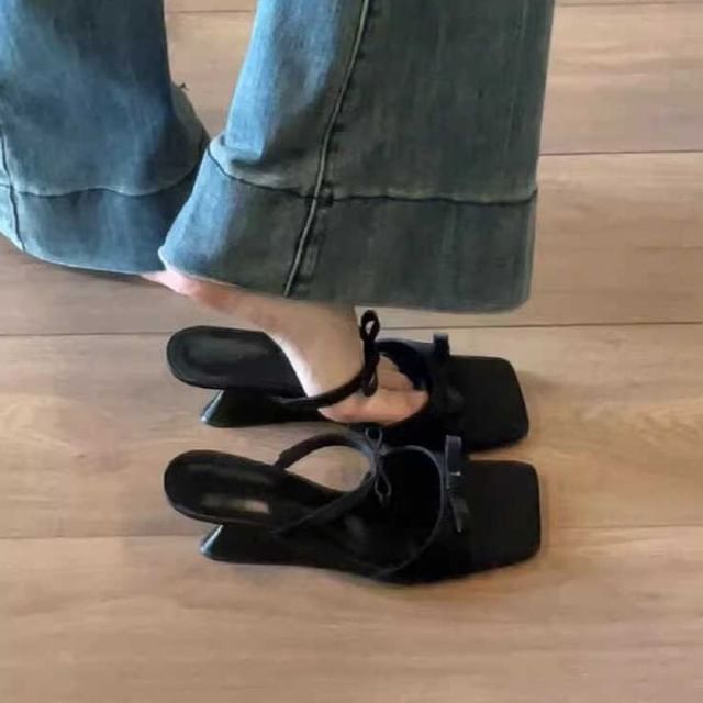 Sandals Bow Heel Wedge Slide