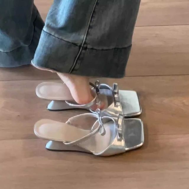 Sandals Bow Heel Wedge Slide