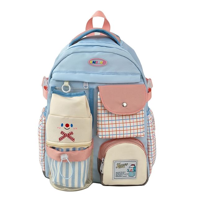 Panel Backpack Zip Plaid