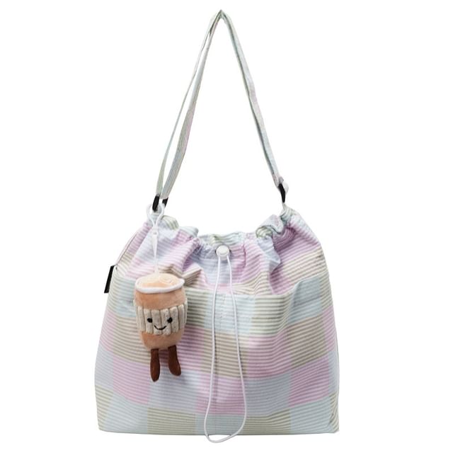 Bag Drawstring Crossbody Plaid