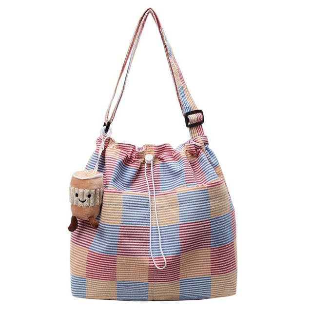 Bag Drawstring Crossbody Plaid