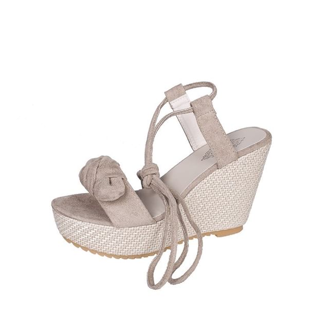 Wedge Sandals Tie-Up Platform Bow