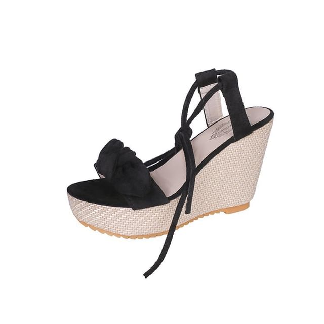 Wedge Sandals Tie-Up Platform Bow