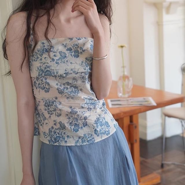 Floral Sleeveless Print Top Tube