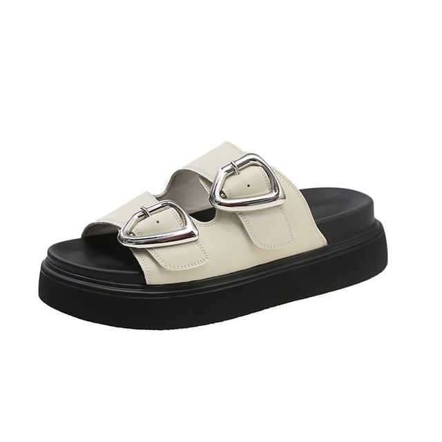 Slide Buckled Sandals Platform