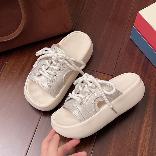 Slide Sandals Platform Lace-Up