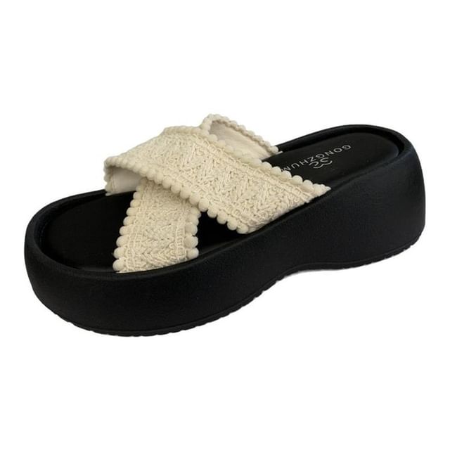 Slide Strap Cross Sandals Platform