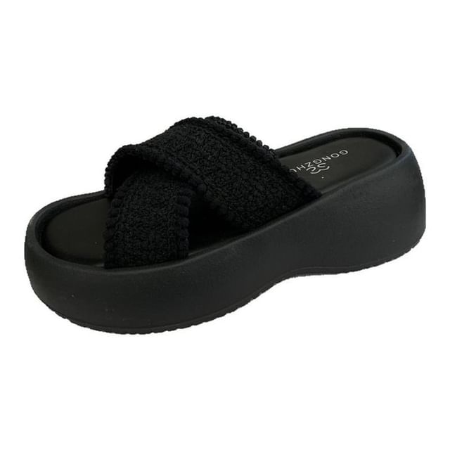 Slide Strap Cross Sandals Platform