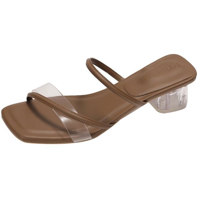 Heel PVC Slide Low Toe Square Sandals