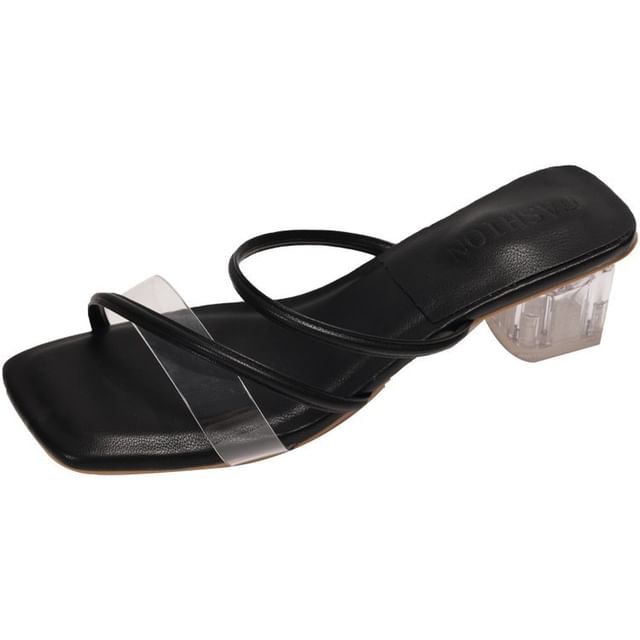 Heel PVC Slide Low Toe Square Sandals