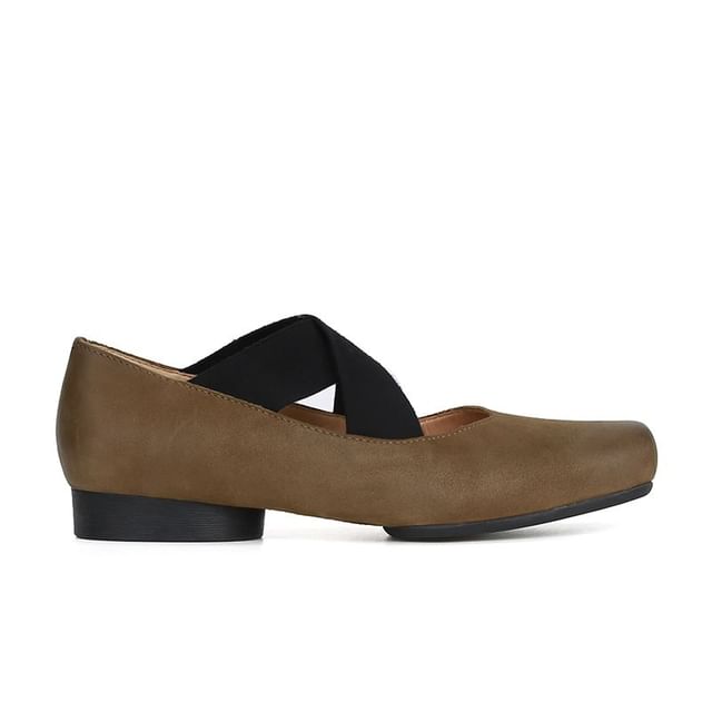 Square Strap Cross Heel Pumps Mary Toe Chunky Jane