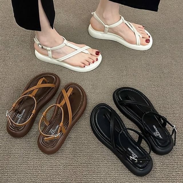 Faux Sandals Leather Platform