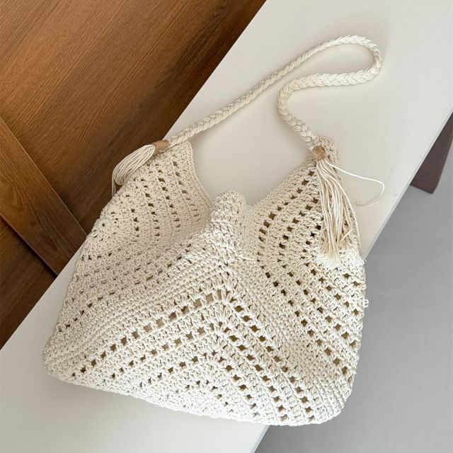 Bag Knit Tote Crochet Tassel