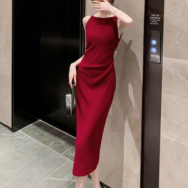 Sheath Dress Sleeveless Plain Midi