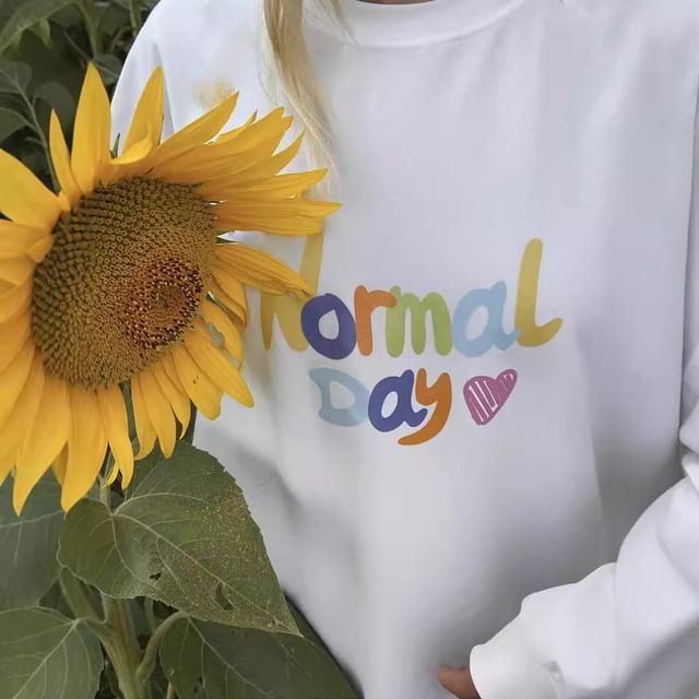 Long-Sleeve T-Shirt Print Lettering Crew Neck