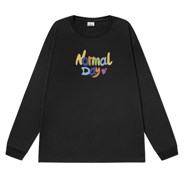 Long-Sleeve T-Shirt Print Lettering Crew Neck
