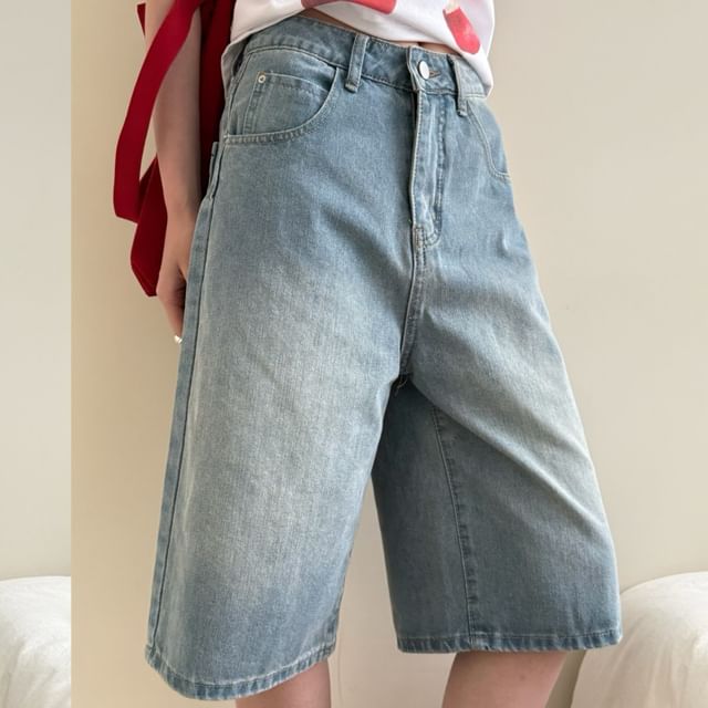 Shorts Leg High Wide Denim Waist