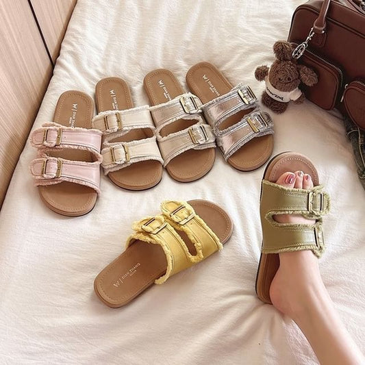 Slide Buckled Plain Sandals