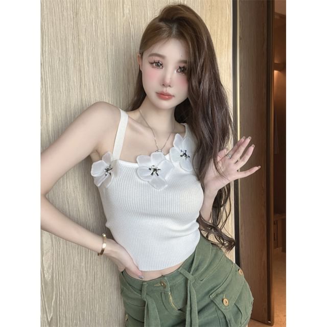 Top Floral Asymmetrical Crop Tank