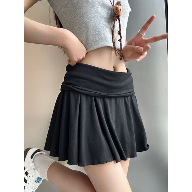 Mini Low Plain Rise Skirt