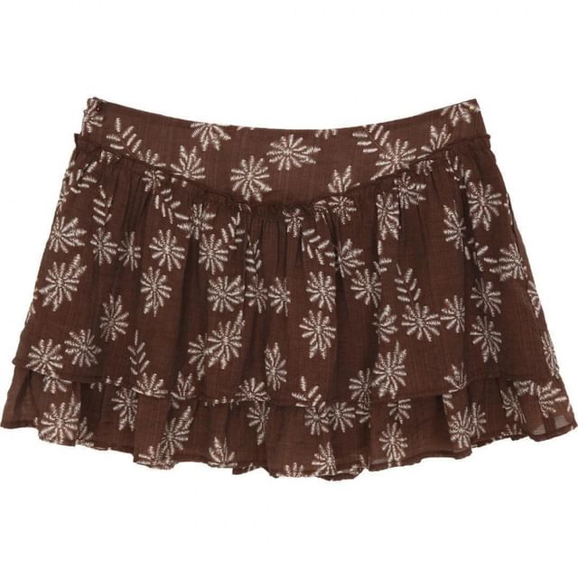 Print Skirt Mini V-Neck Top Sleeveless /