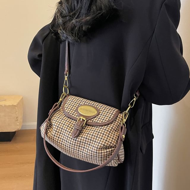 Bag Leather Crossbody Buckled Flap Faux