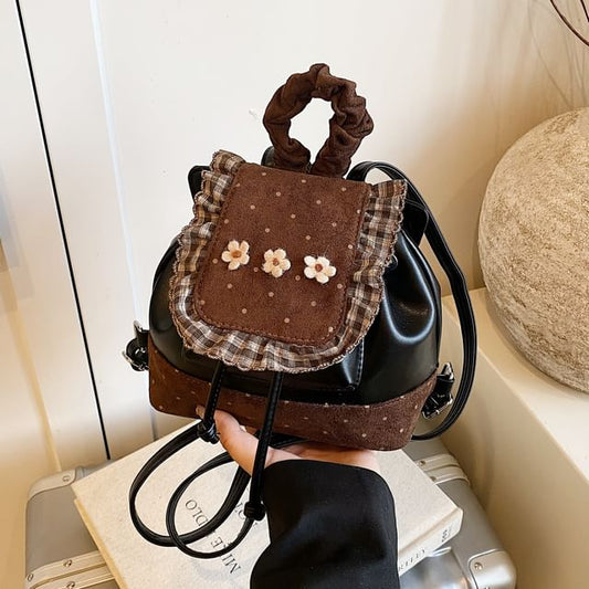 Backpack Panel Small Dotted Ruffle Floral