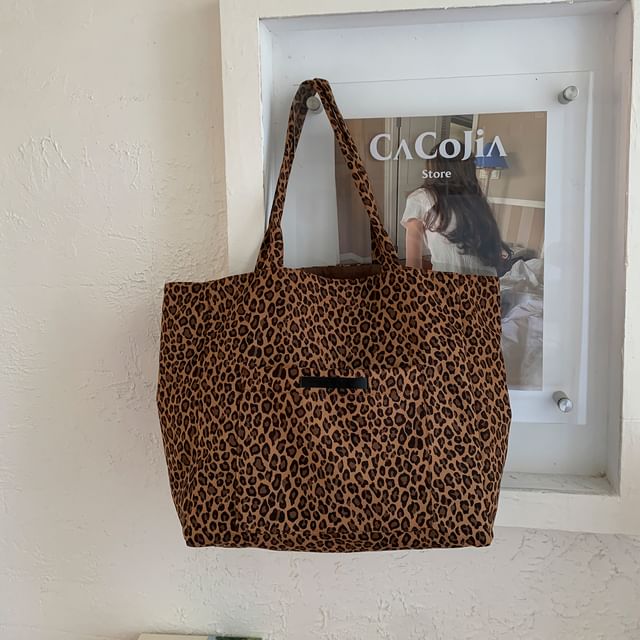 Tote Print Bag Leopard Panel