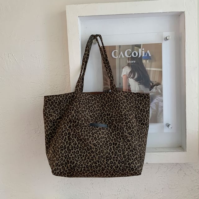 Tote Print Bag Leopard Panel