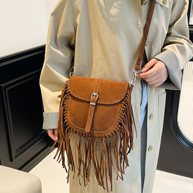 Bag Fringe Faux Saddle Suede Crossbody
