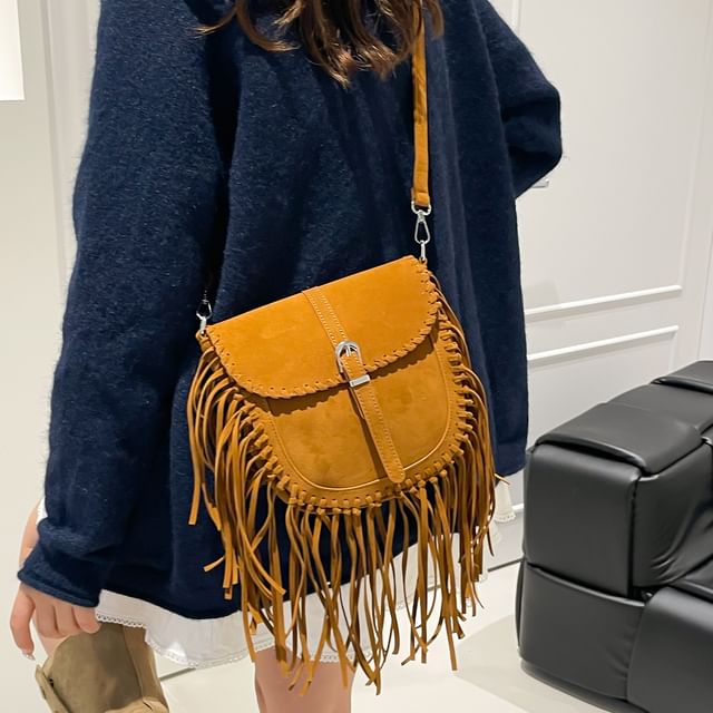 Bag Fringe Faux Saddle Suede Crossbody