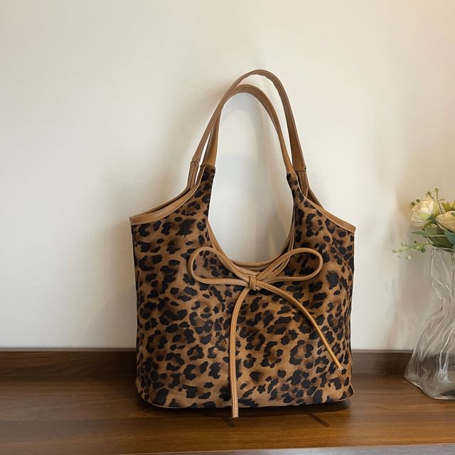 Print Tote Leopard Bow Bag