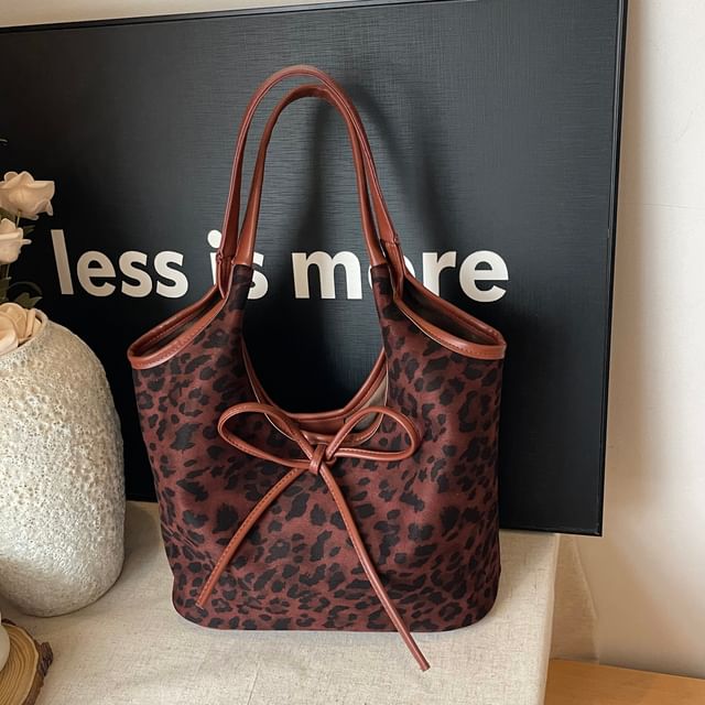 Print Tote Leopard Bow Bag