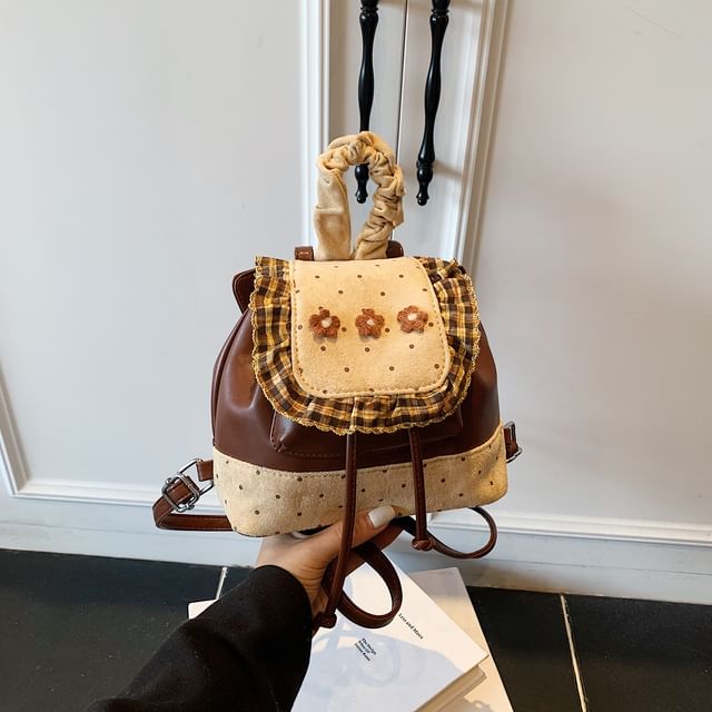 Backpack Panel Small Dotted Ruffle Floral