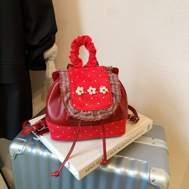 Backpack Panel Small Dotted Ruffle Floral