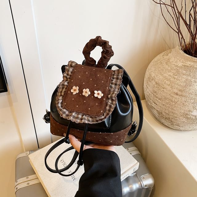 Backpack Panel Small Dotted Ruffle Floral