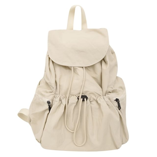 Nylon Unisex Drawstring Backpack Plain