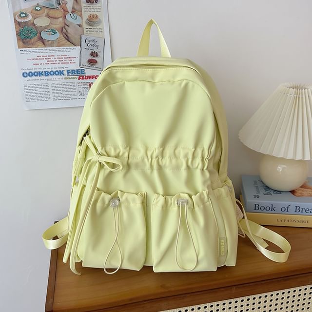 Plain Nylon Backpack Drawstring Bow