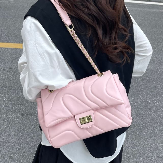 Leather Plain Bag Faux Quilted Crossbody Flap