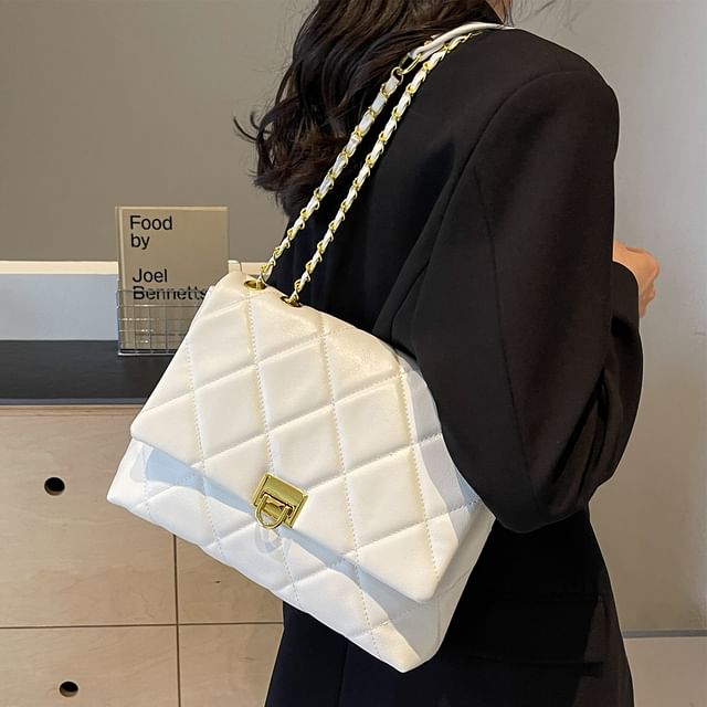 Crossbody Faux Bag Quilted Flap Plain Leather