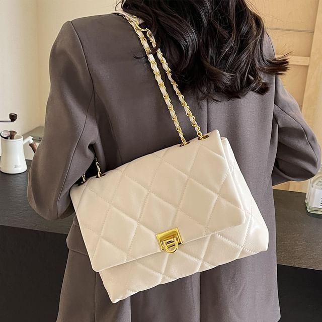 Crossbody Faux Bag Quilted Flap Plain Leather