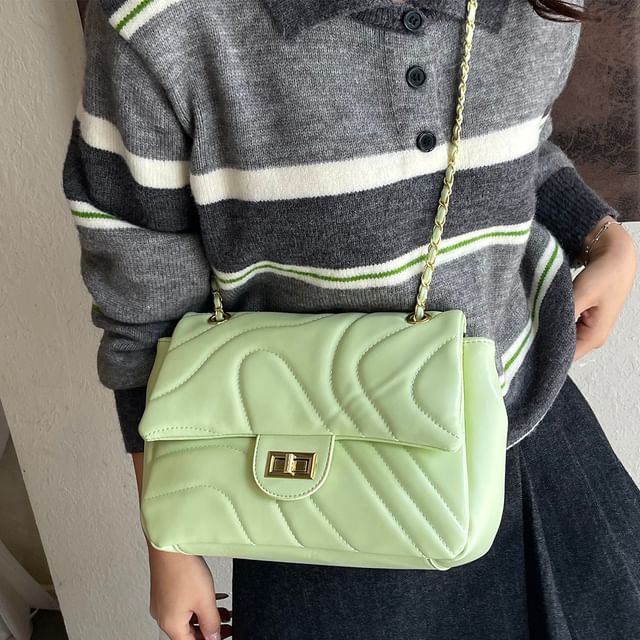 Leather Plain Bag Faux Quilted Crossbody Flap