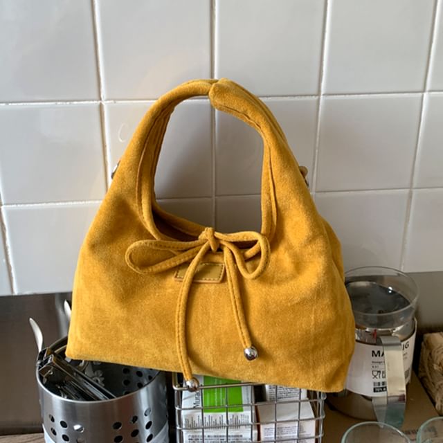 Crossbody Bag Faux Handle Plain Top Suede